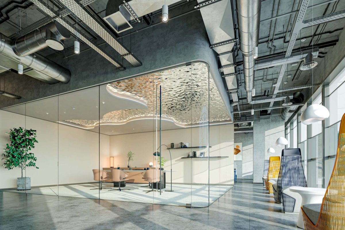 茶室裝修透明玻璃墻