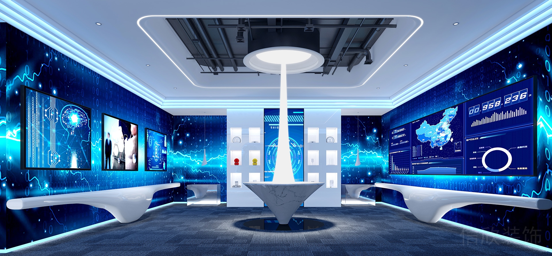 藍色調(diào)科技展廳